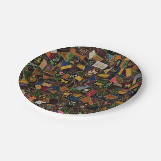 Vintag Crazy Quilt Pappteller (Schrägansicht)