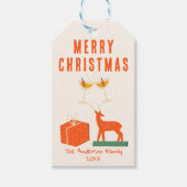 Vintag Cream Red Christmas Funky Fun Retro Geschenkanhänger (Vorderseite)