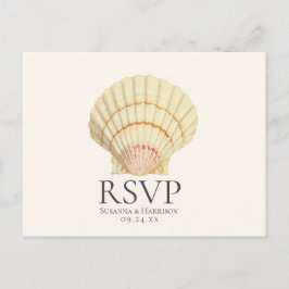 Vintag Cream Scallop Seashell Wedding RSVP Einladungspostkarte