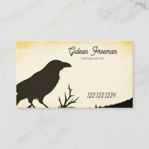 Vintag Crow Silhouette Tattoo Artist Visitenkarte