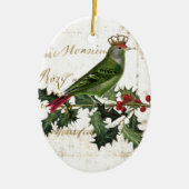 Vintag Crown Green Bird & Holly Keramik Ornament (Vorne)