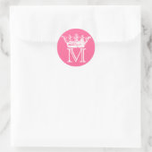 Vintag Crown Monogram Runder Aufkleber (Tasche)