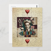 Vintag Crowned Gentleman "True Love" Postkarte (Vorne/Hinten)