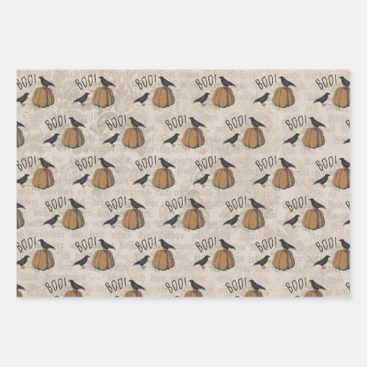 Vintag Crows Ephemera Geschenkpapier Set (Vorderseite 3)