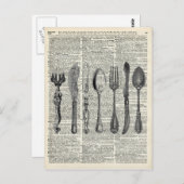 Vintag Cutlery Set Postkarte (Vorne/Hinten)