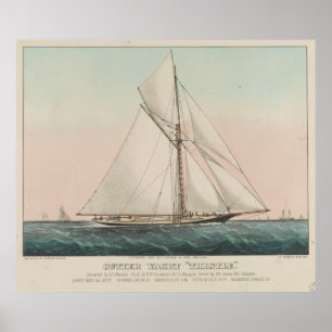 Vintag Cutter Segelyacht Illustration (1887) Poster