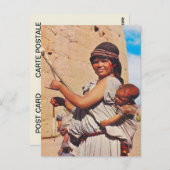 Vintag, Dades, Mutter und Kinder am Arbeitsplatz Postkarte (Vorne/Hinten)