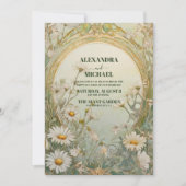 Vintag Daisies Wedding Art Nouveau Einladung (Vorderseite)