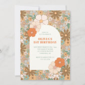 Vintag Daisy Arch 1. Geburtstag Einladung (Vorderseite)