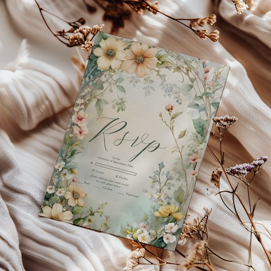 Vintag Daisy Art Nouveau Mucha Wedding RSVP Karte