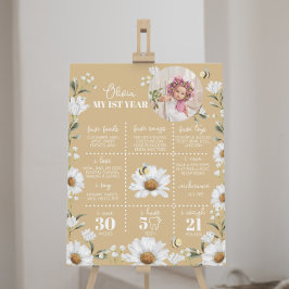 Vintag Daisy Bee 1. Geburtstags-Milestone-Zeichen Poster