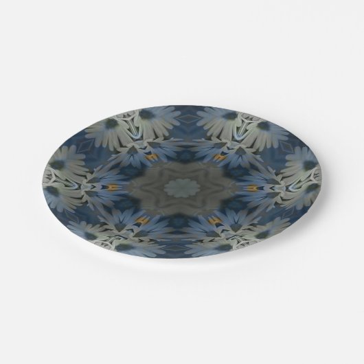 Vintag Daisy Blue Floral Pappteller (Schrägansicht)