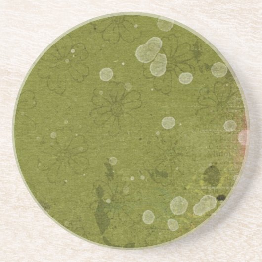 Vintag Daisy Floral Green Wallpaper Getränkeuntersetzer (Vorne)