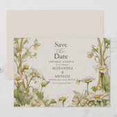 Vintag Daisy Wedding Art Nouveau Save The Date (Vorne/Hinten)