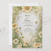 Vintag Daisy Wedding Art Nouveau Save The Date (Vorderseite)