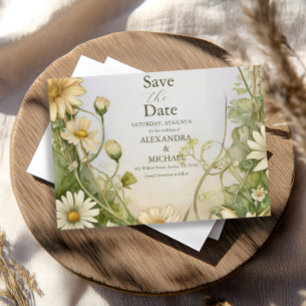 Vintag Daisy Wedding Art Nouveau Save The Date