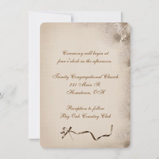 Vintag Daisy Wedding Einladung (Rückseite)