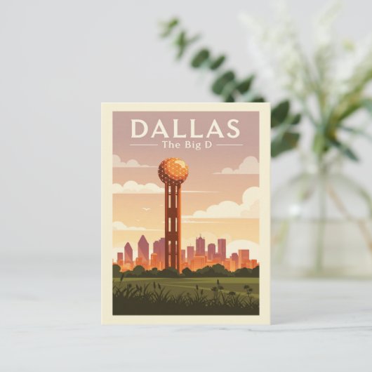 Vintag Dallas Postkarte (Stehend Vorderseite)