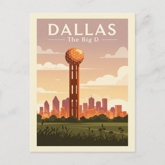 Vintag Dallas Postkarte (Vorderseite)