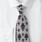Vintag Damask Black and Gray Krawatte