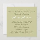 Vintag Damask Brautparty Tee Party Einladung (Rückseite)