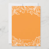 Vintag Damask Bridal Dusche Einladung Orange (Rückseite)