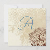 Vintag Damask Brown Tree Aquamariner Schriftart Ho Einladung (Rückseite)