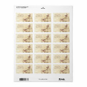 Vintag Damask Chickadees Brown Bird Cage Adressaufkleber (Vorne)