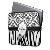 Vintag Damask Coole Zebrastreifen Laptopschutzhülle (Vorderseite Links)