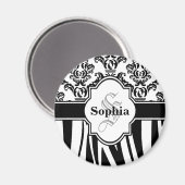 Vintag Damask Coole Zebrastreifen Magnet (Vorderseite/Rückseite)