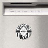 Vintag Damask Coole Zebrastreifen Magnet (In Situ (Geschirrspüler))