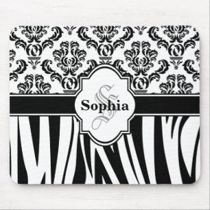 Vintag Damask Coole Zebrastreifen Mousepad