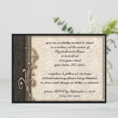 Vintag Damask Elegant Goth Wedding Einladung (Stehend Vorderseite)