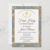 Vintag Damask Erste Heilige Kommune Einladung (Vorderseite)