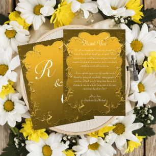 Vintag Damask Gold Wedding Vielen Dank Dankeskarte