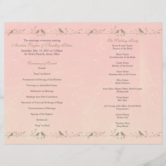 Vintag Damask Heart Wedding Program (Rückseite)