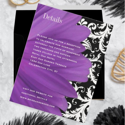 Vintag Damask Lavender Gerber Daisy Wedding Einladung