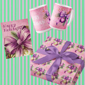 Vintag Damask Lila Pink Weihnachten Geschenkpapier