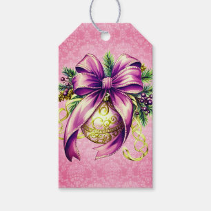 Vintag Damask Lila Rosa Ornamente Weihnachten Geschenkanhänger