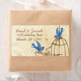 Vintag Damask Lucky Bluebirds Brauner Vogelkäfig