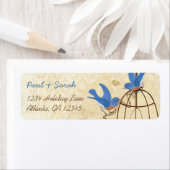 Vintag Damask Lucky Bluebirds Brauner Vogelkäfig (Insitu)