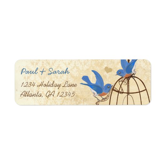 Vintag Damask Lucky Bluebirds Brauner Vogelkäfig (Vorne)