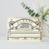 Vintag Damask Modern Typografy Wedding RSVP (Stehend Vorderseite)