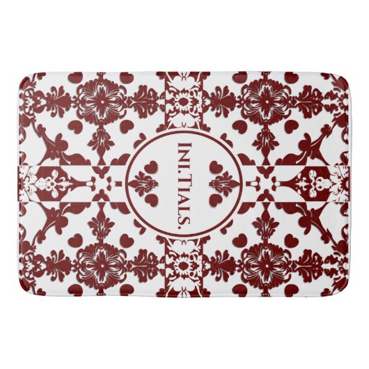 Vintag Damask Monogramm Badematte (Vorderseite)