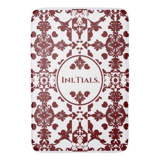 Vintag Damask Monogramm Badematte (Vorderseite Vertikal)