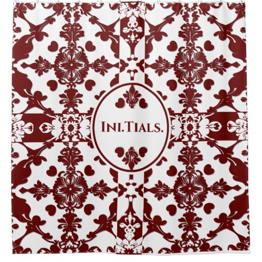 Vintag Damask Monogramm Duschvorhang (Vorderseite)