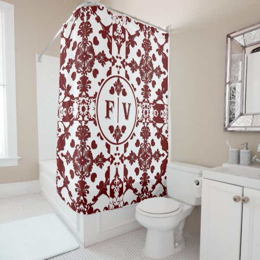 Vintag Damask Monogramm Duschvorhang (Beispiel)