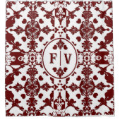 Vintag Damask Monogramm Duschvorhang (Vorderseite)