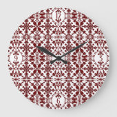 Vintag Damask Monogramm Große Wanduhr (Vorderseite)