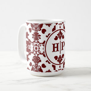 Vintag Damask Monogramm Kaffeetasse